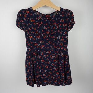 Polo Ralph Lauren Short Sleeve Dress Navy Blue Red Floral‎ Size 2T